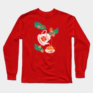 robin Christmas tea Long Sleeve T-Shirt